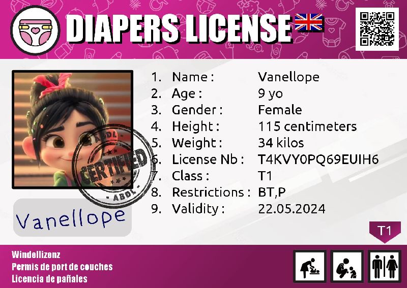 Diaper License exemple for a little.